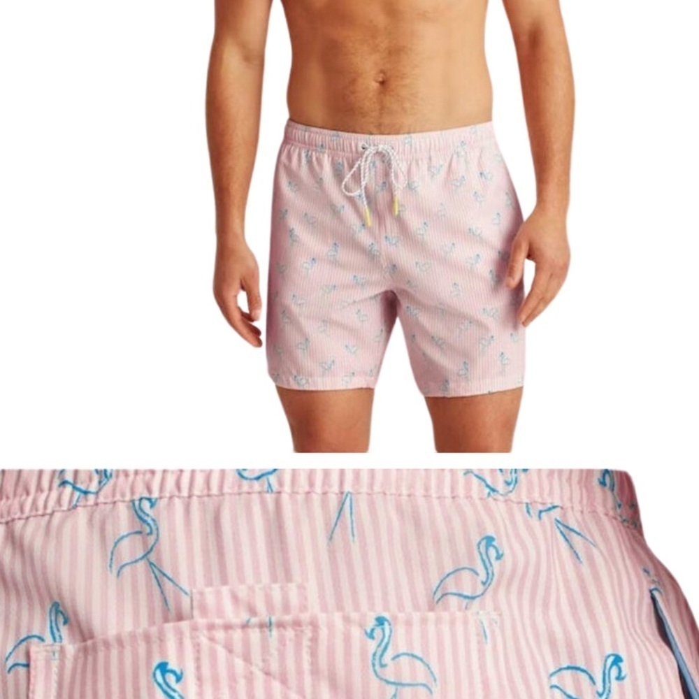 Bonobos Riviera Recycled Swim Trunks Shorts Flamingo Lawn Party Size XXL